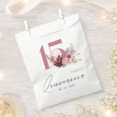 Burgundy Blush Floral Pampas Grass Quinceanera Bedankzakje (Geknipt)