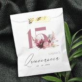 Burgundy Blush Floral Pampas Grass Quinceanera Bedankzakje