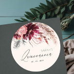 Burgundy Blush Floral Pampas Grass Quinceanera Ronde Sticker<br><div class="desc">Als u nog meer aanpassingen nodig hebt,  kunt u mij op yellowfebstudio@gmail.com vrij klikken.</div>