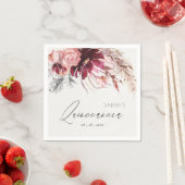 Burgundy Blush Floral Pampas Grass Quinceanera Servet (Insitu)