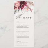 Burgundy Blush Floral Pampas Grass Wedding Menu (Voorkant)