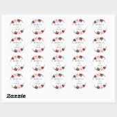 Burgundy Blush Floral Personalized Wedding Classic Ronde Sticker (Vel)