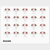 Burgundy Blush Floral Personalized Wedding Ronde Sticker (Vel)
