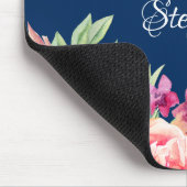 Burgundy Blush Floral Persoonlijke naam Muismat (Hoek)