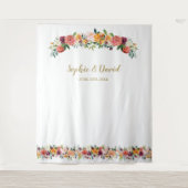 Burgundy Blush Floral Photo Booth Backdrop Wandkleed (Voorkant)