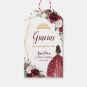 Burgundy Blush Floral Princess Crown Quinceanera Cadeaulabel (Voorkant)