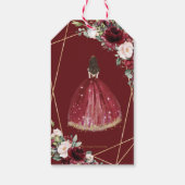 Burgundy Blush Floral Princess Crown Quinceanera Cadeaulabel (Achterkant)