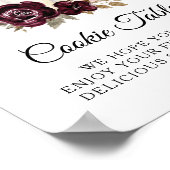 Burgundy Blush Floral Pumpkin Cookie Table Sign Poster (Hoek)
