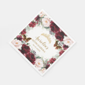 Burgundy Blush Floral Quinceañera Crown Butterfly Servet (Hoek)