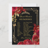 Burgundy Blush Floral QUINCEAÑERA Padrinos Card Kaart (Voorkant)