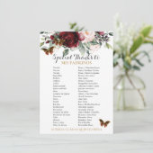 Burgundy Blush Floral QUINCEAÑERA Padrinos Kaart (Staand voorkant)