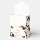 Burgundy Blush Floral Quinceañera Tiara Butterfly Bedankdoosjes (Geopend)