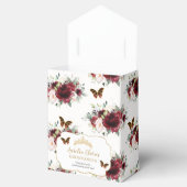 Burgundy Blush Floral Quinceañera Tiara Butterfly Bedankdoosjes (Geopend)