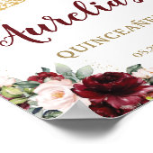 Burgundy Blush Floral Quinceañera Tiara Welkom Poster (Hoek)