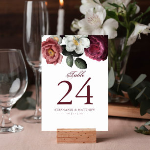 Burgundy Blush Floral Rozen Botanical Wedding Kaart
