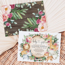 Burgundy Blush Floral Safari Oerwoud Baby shower