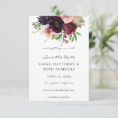 Burgundy & Blush Floral Save the Date V2 (Staand voorkant)