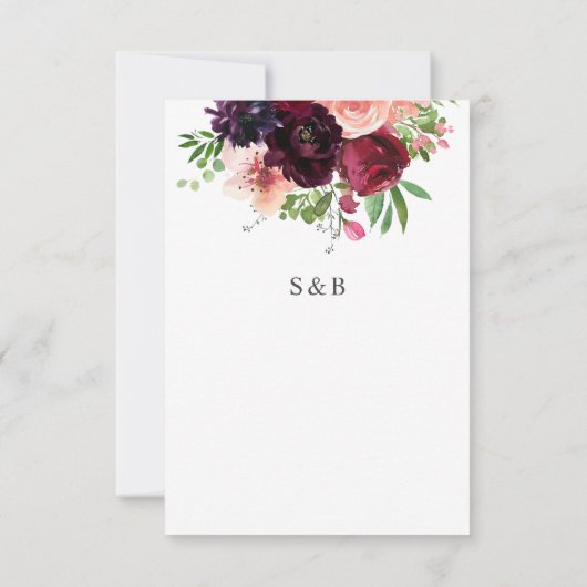 Burgundy & Blush Floral Save the Date V2 (Achterkant)