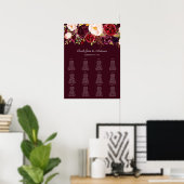 Burgundy Blush Floral Seating Chart 12 Poster (Thuiskantoor)