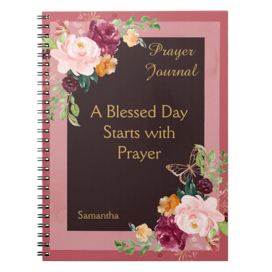 Burgundy Blush Floral Specialized Prayer Journal Notitieboek (Voorkant)