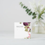BURGUNDY BLUSH FLORAL STUD EARRING DISPLAY CARD VIERKANTE VISITEKAARTJE (Staand voorkant)