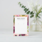 BURGUNDY BLUSH FLORAL STUD EARRING DISPLAY CARD VISITEKAARTJE (Staand voorkant)