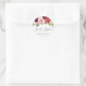 Burgundy Blush Floral Sweet 16 Favor Seal Ronde Sticker (Tas)