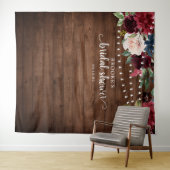 Burgundy Blush Floral Vrijgezellenfeest Foto achte Wandkleed (In Situ (horizontaal))