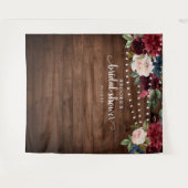 Burgundy Blush Floral Vrijgezellenfeest Foto achte Wandkleed (Voorkant (horizontaal))