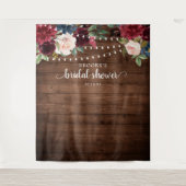 Burgundy Blush Floral Vrijgezellenfeest Foto achte Wandkleed (Voorkant)