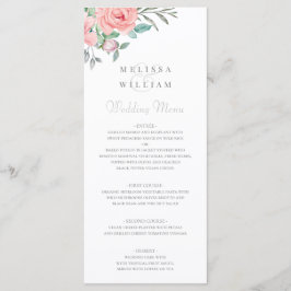 Burgundy Blush Floral Waterverf Wedding Menu