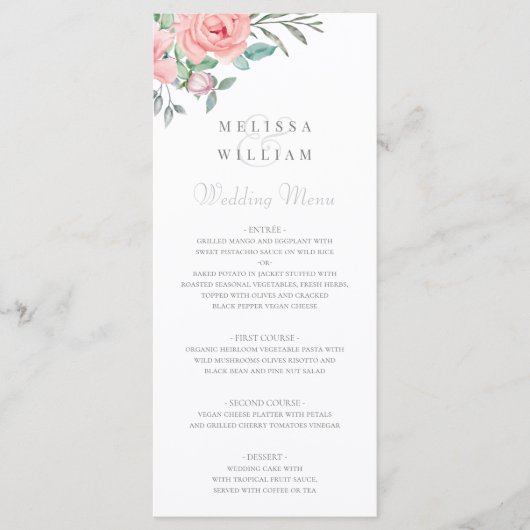 Burgundy Blush Floral Waterverf Wedding Menu (Voorkant)