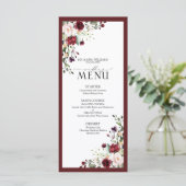 Burgundy Blush Floral Waterverf Weduwschap Menu (Staand voorkant)