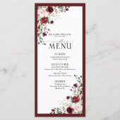 Burgundy Blush Floral Waterverf Weduwschap Menu (Voorkant)
