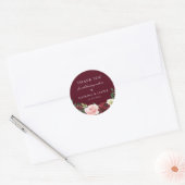 Burgundy Blush Floral Wedding Favor Ronde Sticker (Envelop)