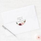 Burgundy Blush Floral Wedding Favor Ronde Sticker (Envelop)
