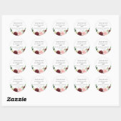 Burgundy Blush Floral Wedding Favor Ronde Sticker (Vel)