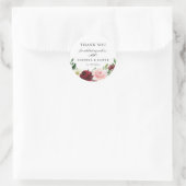 Burgundy Blush Floral Wedding Favor Ronde Sticker (Tas)