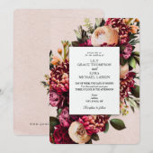 Burgundy & Blush Floral Wedding Kaart (Voorkant / Achterkant)