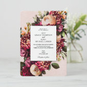 Burgundy & Blush Floral Wedding Kaart (Staand voorkant)