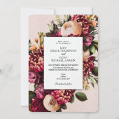 Burgundy & Blush Floral Wedding Kaart (Voorkant)