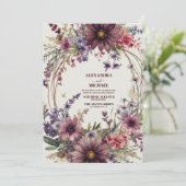 Burgundy & Blush Floral Wedding Kaart (Staand voorkant)