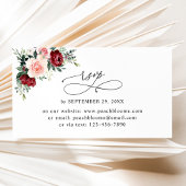 Burgundy Blush Floral Wedding Online RSVP-kaarten Visitekaartje
