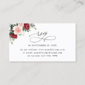 Burgundy Blush Floral Wedding Online RSVP-kaarten Visitekaartje (Voorkant)