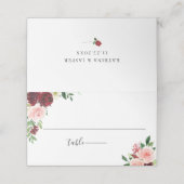Burgundy Blush Floral Wedding Plaatskaartje (Buitenkant ongevouwen)