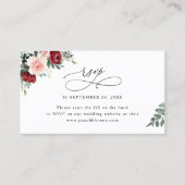 Burgundy Blush Floral Wedding QR Code RSVP Kaarten Visitekaartje (Voorkant)