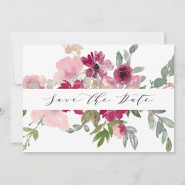Burgundy & Blush floral Wedding Save The Date