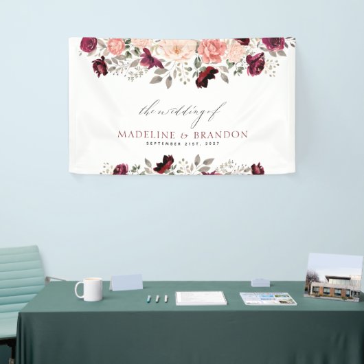 Burgundy Blush Floral Wedding Spandoek (Beurs)