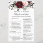 Burgundy Blush Floral Wedding Traditional Game<br><div class="desc">Druk op de knop Aanpassen om teksten te bewerken, maak de stijl en plaatsing van de teksten verder opnieuw in elkaar en maak deze op. Overeenkomende objecten in de winkel! Antwoordsleutel: 1.L 2.P 3.E 4.N 5.B 6.A 7.G 8.M 9.O 10.H 11.D 12.C 13.J 14.K 15.F 16.R 17.I 18.Q, c) Happy...</div>