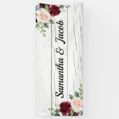 Burgundy Blush Floral Wedding Vrijgezellenfeest Na Spandoek (Verticaal)